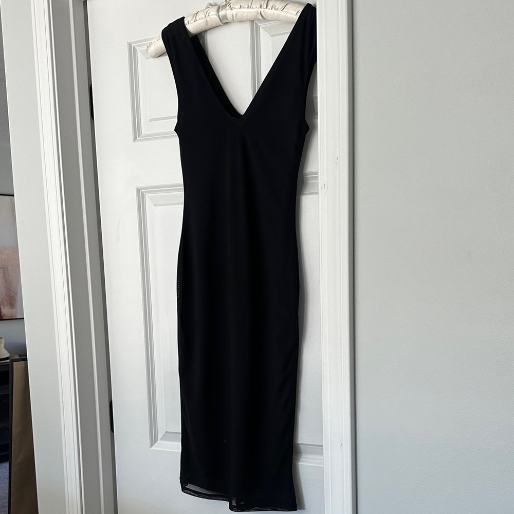 AFRM Black V-Neck Midi Dress